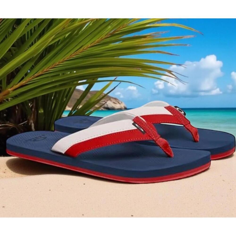 OAKLEY BURKE Men's Flip-Flop Sandals - Red/White/Blue  Size 12 NWT